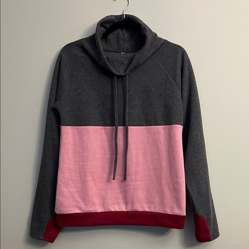 Tickled Teal Colorblock Pink and Gray Women's Sweater Size L